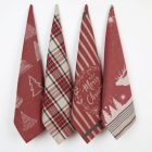 Jacquard  Karácsonyi Konyharuha Piros Fenyő