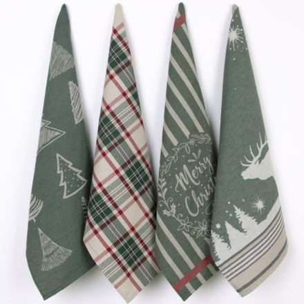 Jacquard  Karácsonyi Konyharuha Zöld Tartan