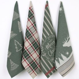 Jacquard  Karácsonyi Konyharuha Zöld Szarvas