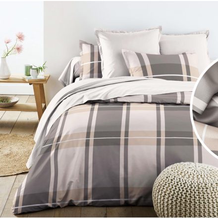 Barna Kockás Mako Szatén Ágyneműhuzat Garnitúra