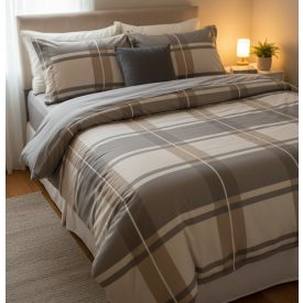 Barna kockás Mako Szatén Ágyneműhuzat Garnitúra