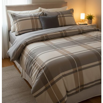 Barna kockás Mako Szatén Ágyneműhuzat Garnitúra