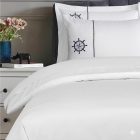 Marine Hímzett Mako Szatén Ágyneműhuzat Garnitúra Fehér