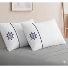 Marine Hímzett Mako Szatén Ágyneműhuzat Garnitúra Fehér