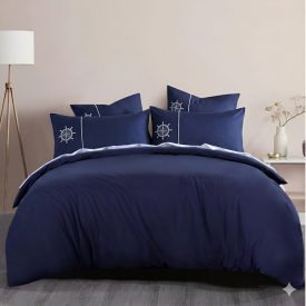 Marine Hímzett Mako Szatén Ágyneműhuzat Garnitúra Kék